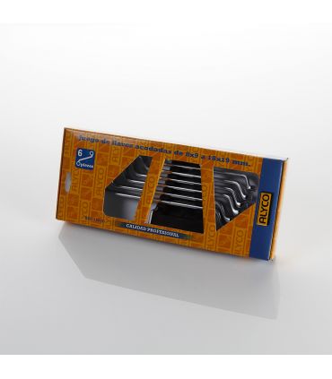 Set de 6 clés angulaires 6x7-18x19 b/carton ALYCO 191182