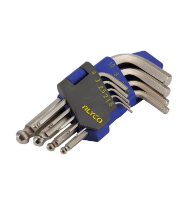 Set 9 clés allen boule s/plast. 1,5-10 mm ALYCO 193140