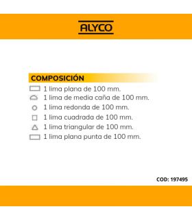Lot de 6 limes de 100 mm c/plastique ALYCO 197495