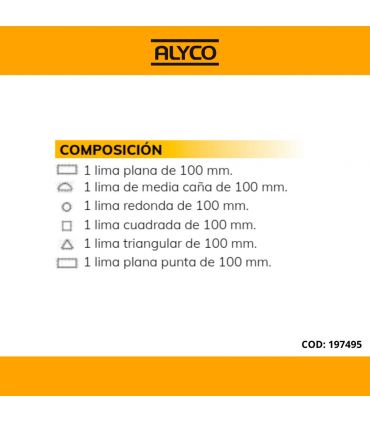 Lot de 6 limes de 100 mm c/plastique ALYCO 197495