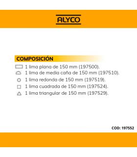 Lot de 5 limes de 150 mm dans b/nylon ALYCO 197552