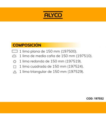 Lot de 5 limes de 150 mm dans b/nylon ALYCO 197552