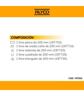 Set de 5 limes d/large 200 mm b/nylon ALYCO 197554
