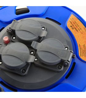 Enrouleur de câble en cuivre à tambour avec 4 prises et thermostat avec couvercles de sécurité, ip55, 40 mètres de câble 199428