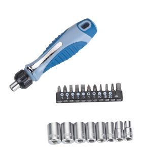 Set tourn. avec cliquet+pcs+douilles ALYCO 119115