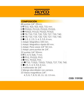 Set 96 pcs tournevis+embouts+douilles ALYCO 119150