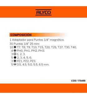 Set 31 pcs embouts 1/4 dans un boîtier plastique alyco orange ALYCO 170490