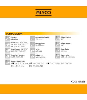 Set clé a douille 1/4 56 pièces pouces ALYCO 190295