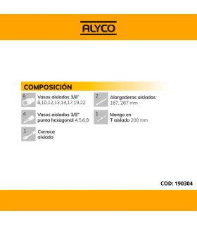 Set clé a douille 3/8 16 pièces isolées ALYCO 190304