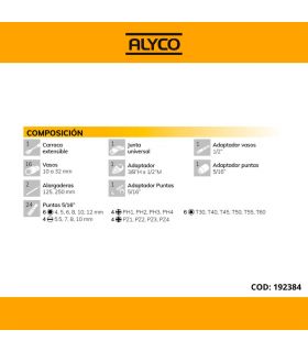 Set de douilles 1/2 48 pièces ALYCO 192384