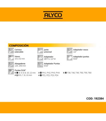 Set de douilles 1/2 48 pièces ALYCO 192384