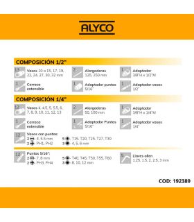 Set de douilles 1/2 1/4 66 pièces ALYCO 192389