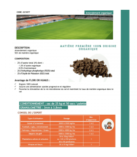 Engrais organique Flori Or Humus 25 kg 100% naturel, pour potagers et plantations - Florivert NEG01809