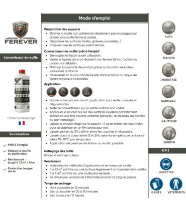 Convertisseur de rouille FEREVER CV01 - bidon 500 ml