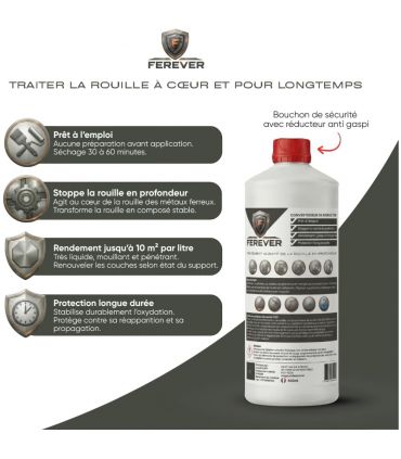 Convertisseur de rouille FEREVER CV01 - bidon 500 ml