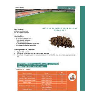 Engrais organique Flori Or Humus 20 kg 100% naturel, pour potagers et plantations - Florivert NEG02046