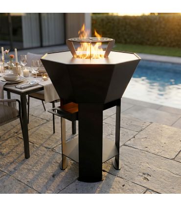 Pack Braséro extérieur AKNOR avec plaque de cuisson plancha et réhausse plaque de cuisson grillade - Jardin d'Acier PACK-AK-3