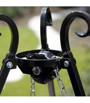 Grille de cuisson en acier suspendu sur trépied, plaque à rôtir acier inoxydable, moulinet inclus, CookKing, 21378