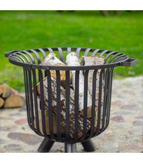 Foyer ouvert en forme de panier VERONA, acier naturel, 52cm de hauteur, CookKing, 111452