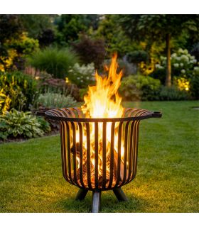 Foyer ouvert en forme de panier VERONA, acier naturel, 52cm de hauteur, CookKing, 111452