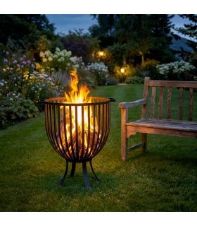 Braséro panier d'extérieur KATAR, acier naturel, 60cm de diamètre, CookKing, 111454