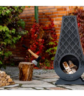 Foyer d'extérieur ANKARA, acier naturel, 108cm de hauteur, CookKing, 111486