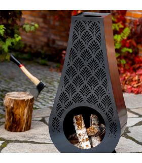 Foyer d'extérieur ANKARA, acier naturel, 108cm de hauteur, CookKing, 111486
