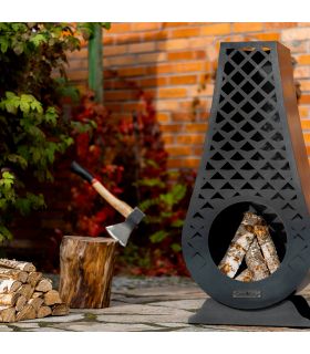 Cheminée d'extérieure AVANGARDO, acier naturel, hauteur de 108cm, CookKing, 111487