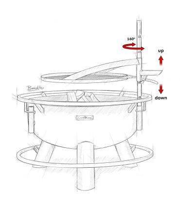 Braséro de jardin BANDITO, grille multifontionnelle inclue, acier naturel, CookKing, 111355
