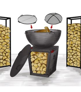 Braséro barbecue SANTOS, 85cm de diamètre, plaque de cuisson inclue, CookKing, 111490