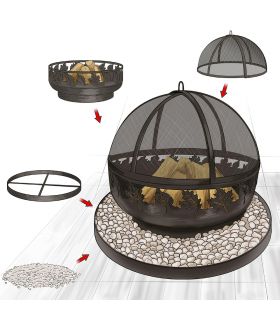 Braséro extérieur TORONTO, 80cm de diamètre, acier naturel, CookKing, 111286