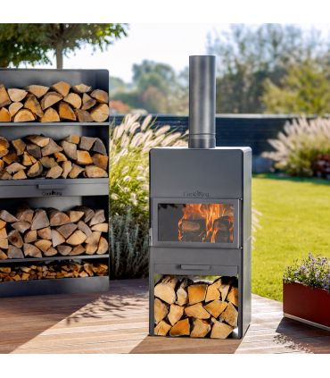 Cheminée extérieure acier robuste VENTO grille incluse CookKing PACK-111501DG