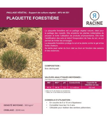 Paillage mulch végétal plaquette forestière palette de 10 sacs de 50 L - KOM24-10x50