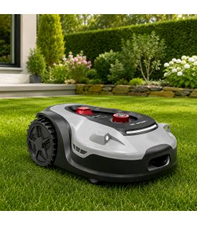 Robot tondeuse électrique autonome - Batterie 20V / 5 Ah, Largeur de coupe 22 cm, jusqu'à 2000 m2 de pelouse, Application