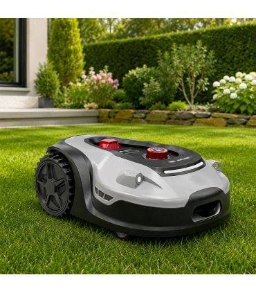 Robot tondeuse électrique autonome - Batterie 20V / 5 Ah, Largeur de coupe 22 cm, jusqu'à 2000 m2 de pelouse, Application