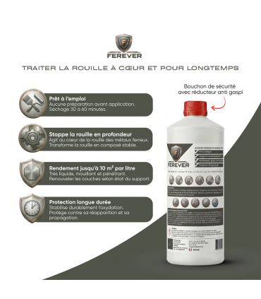 Convertisseur de rouille 0,5L longue durée, séchage rapide - FEREVER CV01 