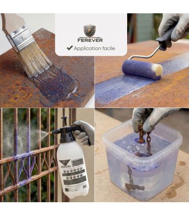 Lot 6 bidons convertisseur de rouille 0,5L longue durée, séchage rapide - FEREVER CV01x6 