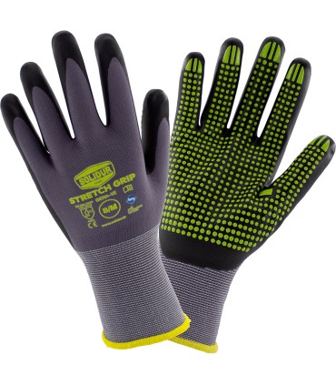 Gants de travail / manutention 12 paires de gants stretch grip (vente en lot) SOLIDUR LGAT01