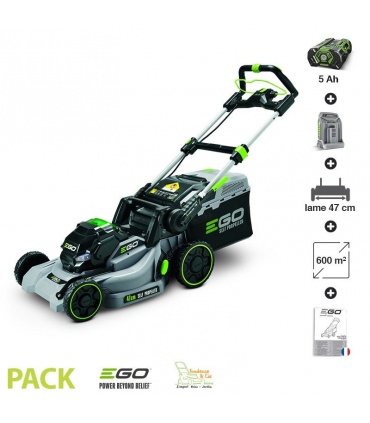 Tondeuse gazon électrique sans fil tractée Ego Power plus coupe 47 cm batterie 56V-5Ah LM1903E-SP
