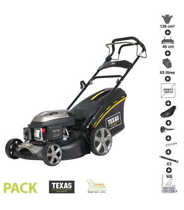 Tondeuse thermique autopropulsée 140cc 4,4cv coupe 46cm coupe mulching pack accessoires TEXAS RL460TR/W