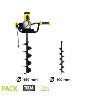 Pack tarière électrique 1200W avec 2 vrilles 100 et 150 mm Texas EA1200 Pack tarière électrique 1200W avec 2 vrilles 100 et 150 mm Texas EA1200
