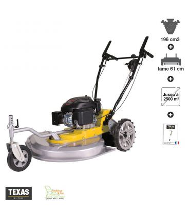 Tondeuse débroussailleuse thermique pro autotractée 4,9 cv 196 cm3 coupe 61cm TEXAS MULTICUT 610