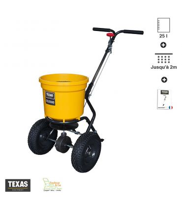 Epandeur centrifuge pour engrais gazon semence sel Texas CS2500