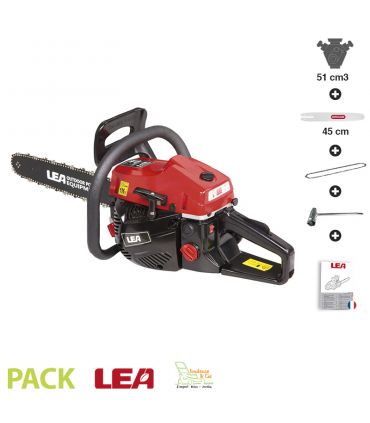 Tronçonneuse thermique 50,8 cm3 guide 45 cm anti vibration LEA LE32508-45A