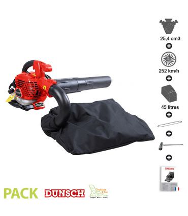 Aspirateur souffleur de feuilles thermique 25,4cc vitesse 252 km/h sac 45 litres dunsch 51254BV3