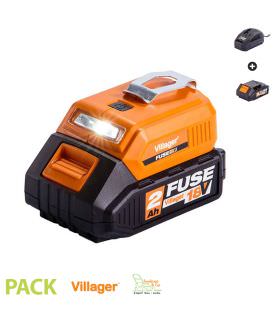 Chargeur d'appareils mobiles sur batterie 18V 2A en courant de sortie avec batterie et chargeur Fuse VLN 9920