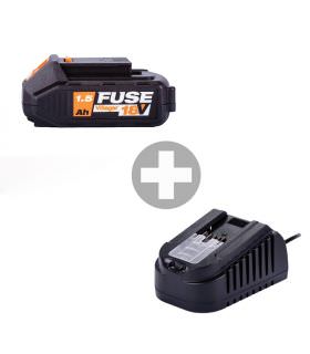 Batterie Lithium ion 18 volts 1,5Ah avec chargeur 1.65A Villager Fuse