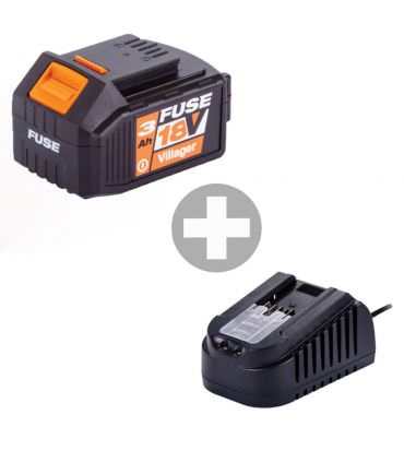 Batterie Lithium ion 18 volts 3Ah avec chargeur 1.65A Villager Fuse