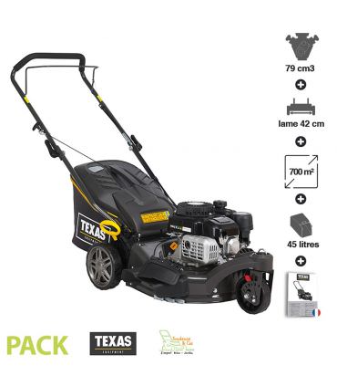 Tondeuse à gazon essence mulching 4-en-1 79 cc 3 roues coupe 42cm TEXAS Premium 4275