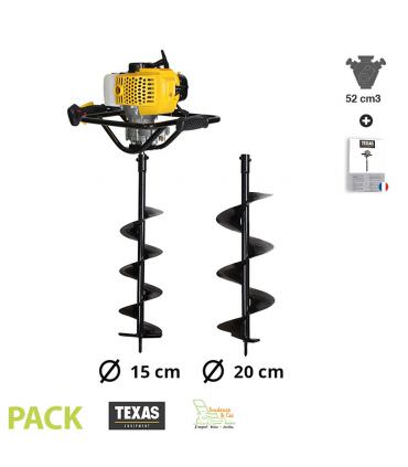 Tarière thermique 52cc TEXAS EA5300 lot 2 mèches 15 20cm